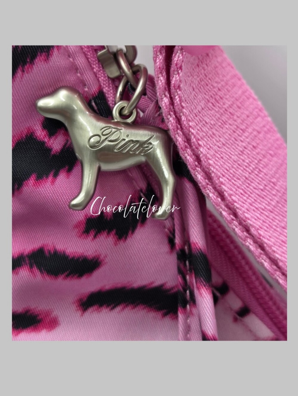 Victoria's Secret PINK Sling Pink Zebra Bag With Bat Dog NWT - Picture 5 of 7